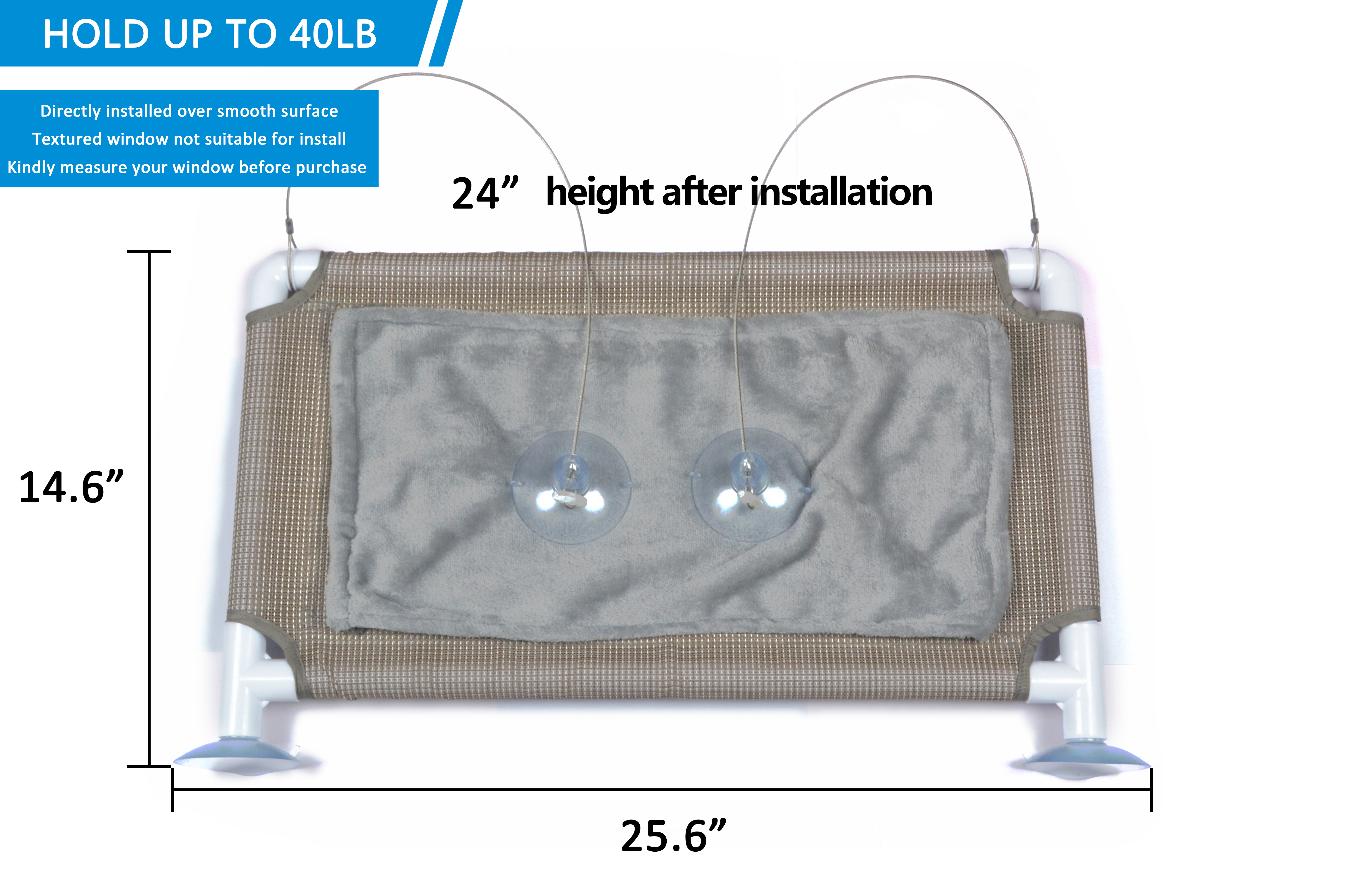 Breathable waterproof cat window perch with suction cup