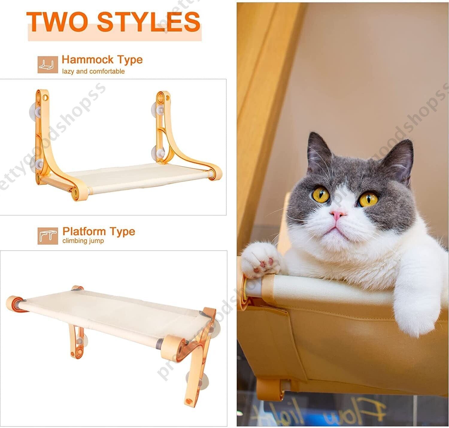 Wall-Mounted Cat Hammock with Suction Cups