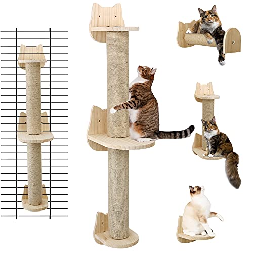 Wall-mounted Sisal Cat Scratching Post with Shelves