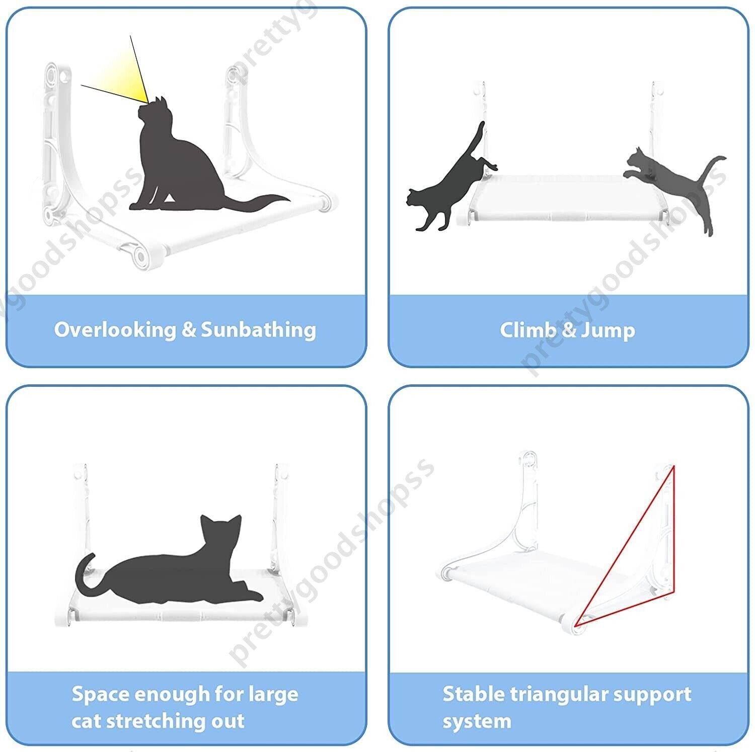 Wall-Mounted Cat Hammock with Suction Cups