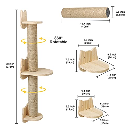 Wall-mounted Sisal Cat Scratching Post with Shelves