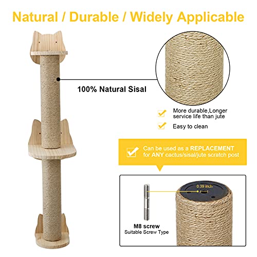 Wall-mounted Sisal Cat Scratching Post with Shelves
