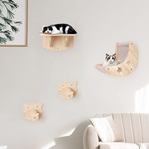 Wooden Cat Wall Furniture with Scratching Posts