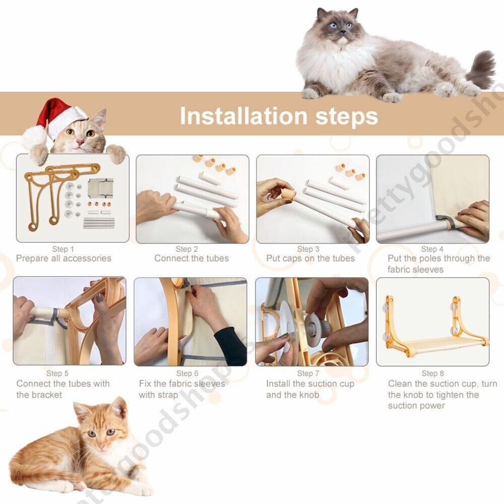 Wall-Mounted Cat Hammock with Suction Cups