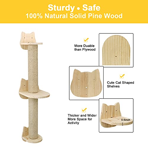 Wall-mounted Sisal Cat Scratching Post with Shelves