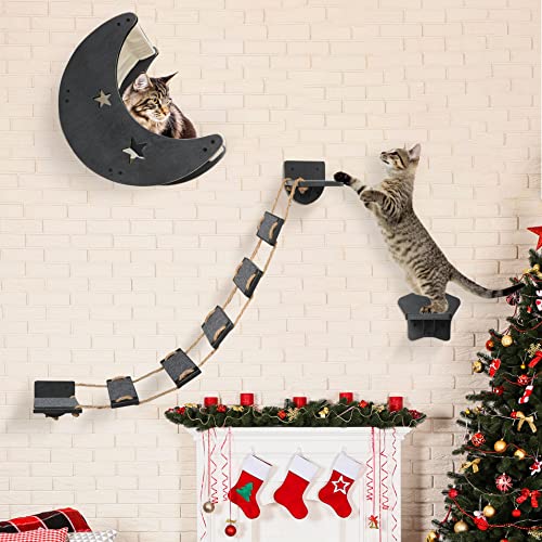 Modern Cat Wall Shelves with Hammock and Bridge