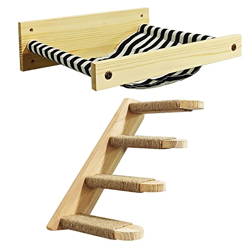 Cat Wall Furniture with Hammock and Scratching Steps