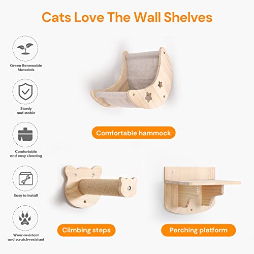 Wooden Cat Wall Furniture with Scratching Posts