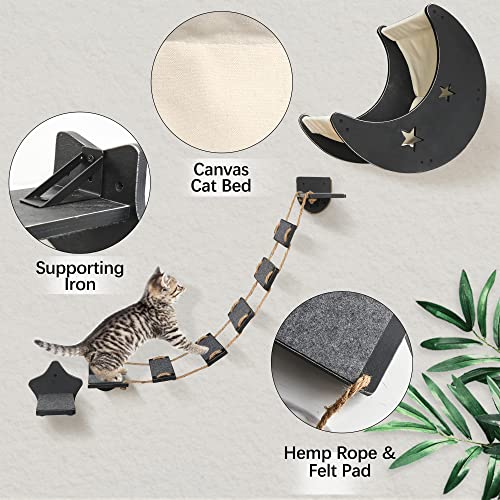 Modern Cat Wall Shelves with Hammock and Bridge