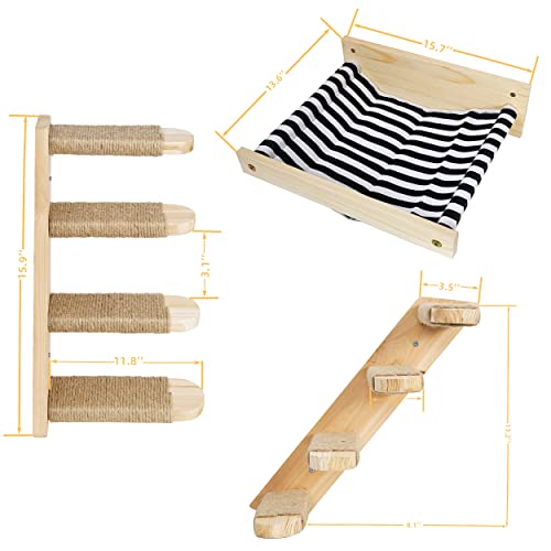 Cat Wall Furniture with Hammock and Scratching Steps