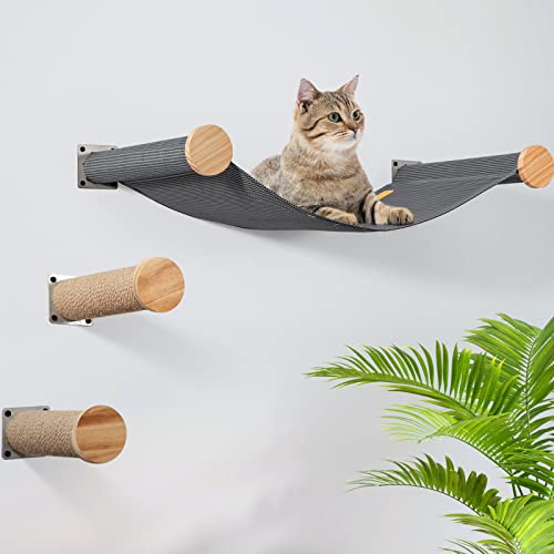 Wall-mounted Cat Hammock with Steps and Shelves