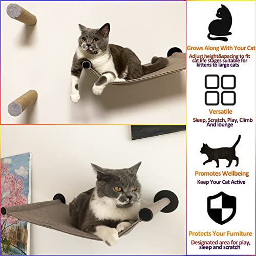 Wall-Mounted Cat Hammock with Shelves