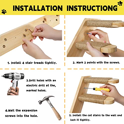 Cat Wall Furniture with Hammock and Scratching Steps