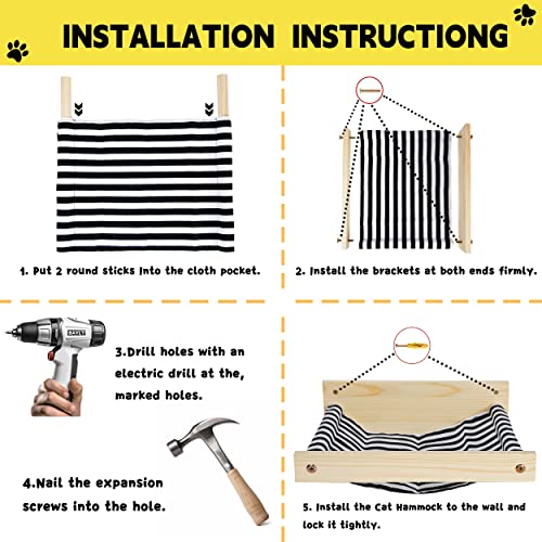 Cat Wall Furniture with Hammock and Scratching Steps