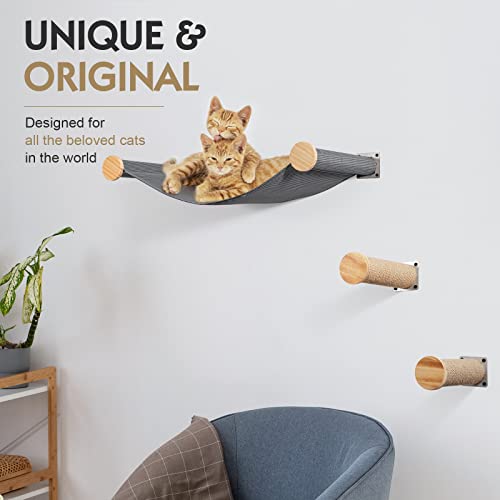 Wall-mounted Cat Hammock with Steps and Shelves