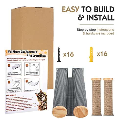 Wall-mounted Cat Hammock with Steps and Shelves