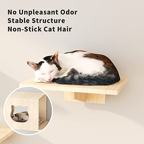 Natural Wood Cat Wall Furniture with Bridges and Houses