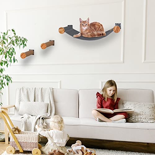 Wall-mounted Cat Hammock with Steps and Shelves