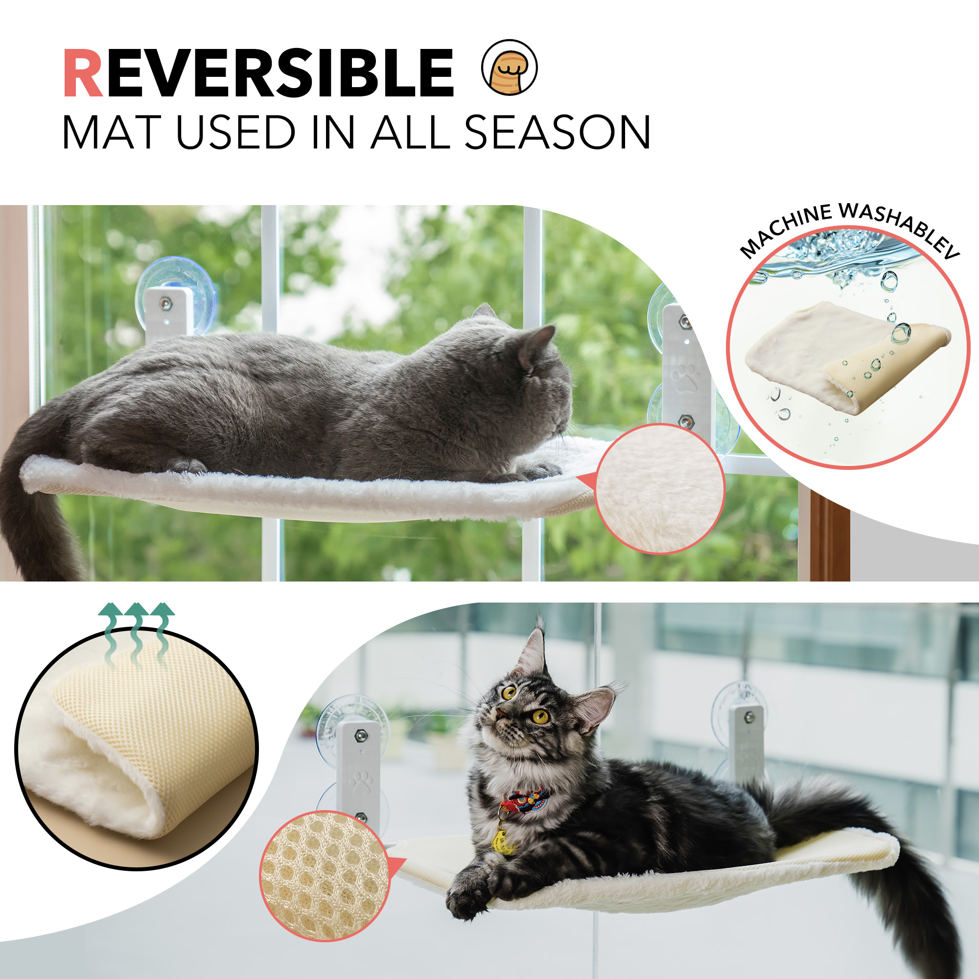 Folding Cat Window Perch with Suction Cups