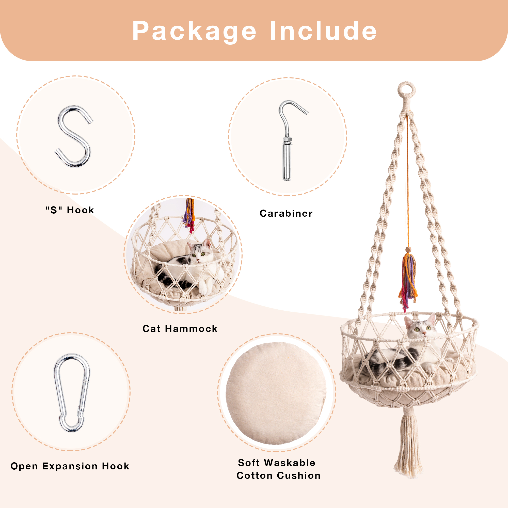 Handwoven Cat Window Perch with Hammock - US Shipped