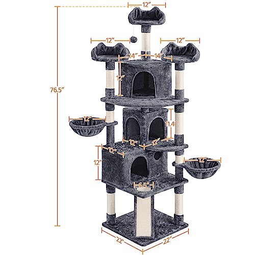 76.5in Cat Tower with Scratching Posts and Condos