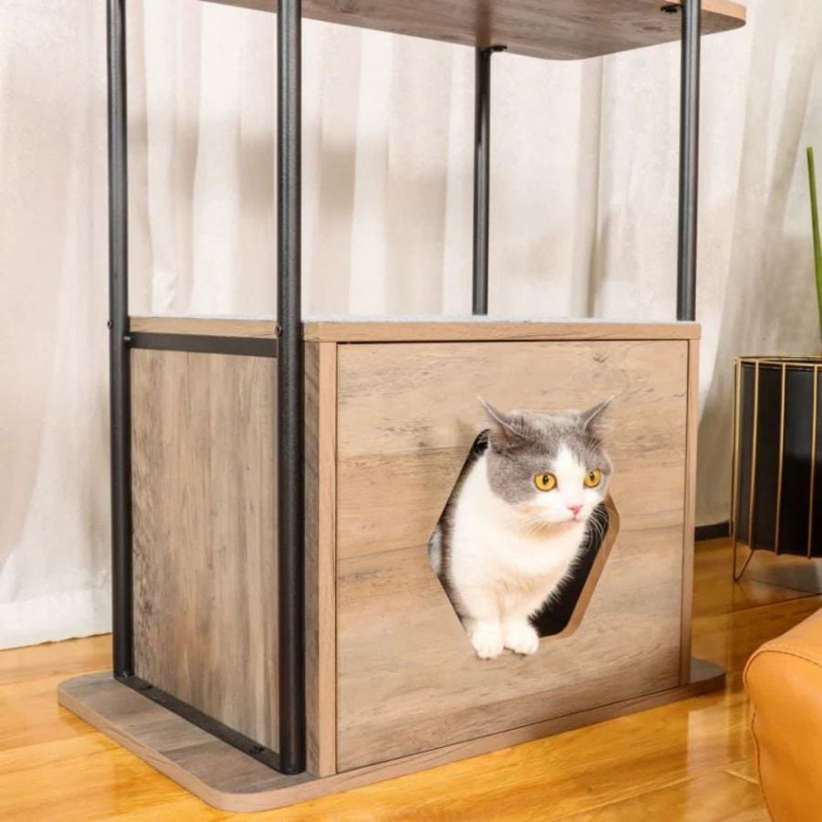 Modern 41 inch Cat Tree with Hideout