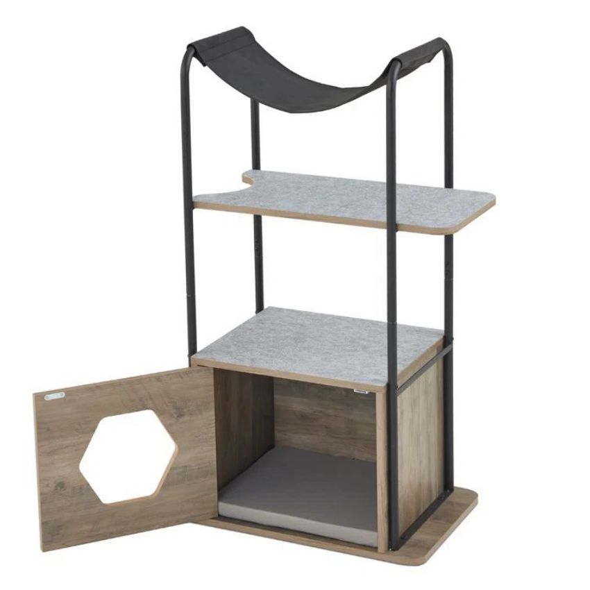 Modern 41 inch Cat Tree with Hideout