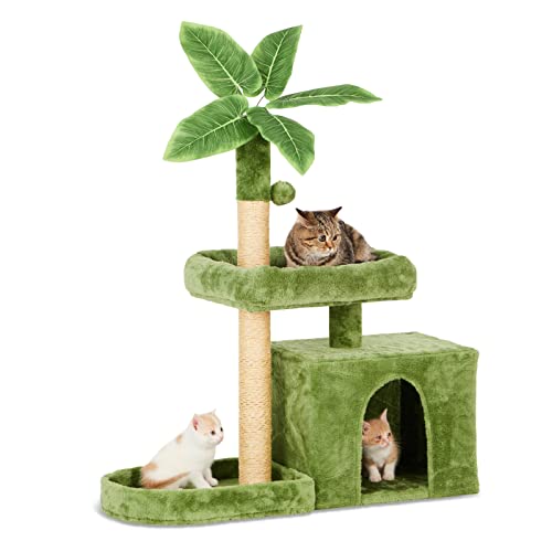Green Leaf Design Cat Tower with Scratching Posts