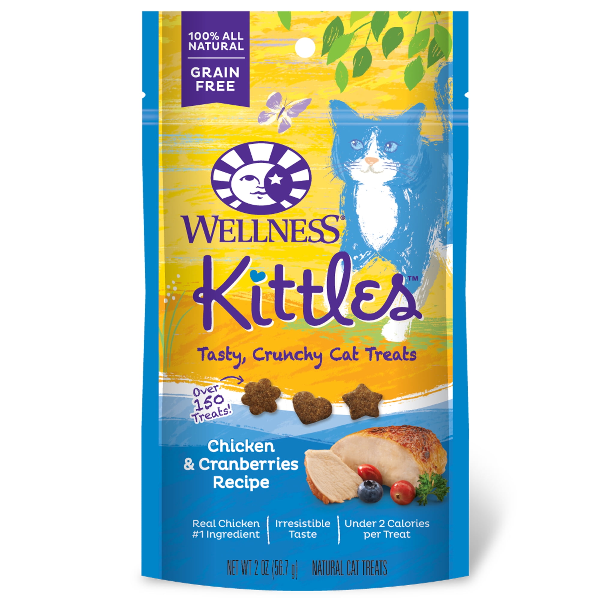 Grain-free cat treats: Wellness Kittles Chicken & Cranberry