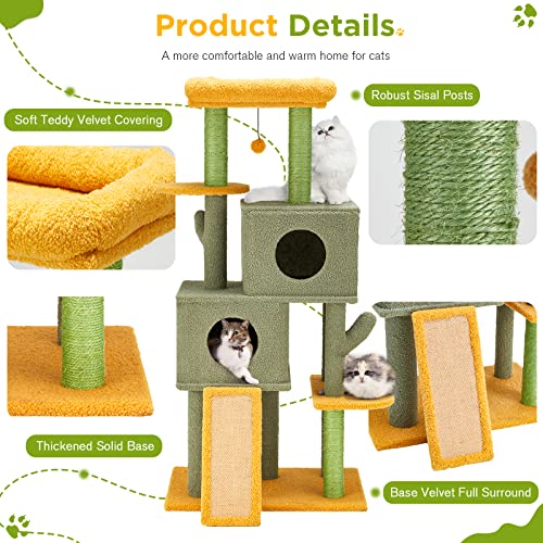 Green Multi-level Cat Tower with Scratching Post & Condo