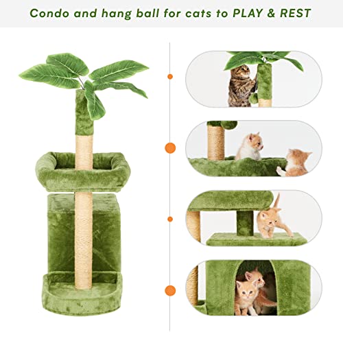 Green Leaf Design Cat Tower with Scratching Posts