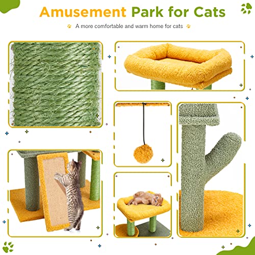 Green Multi-level Cat Tower with Scratching Post & Condo