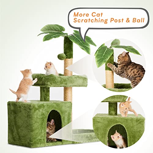 Green Leaf Design Cat Tower with Scratching Posts