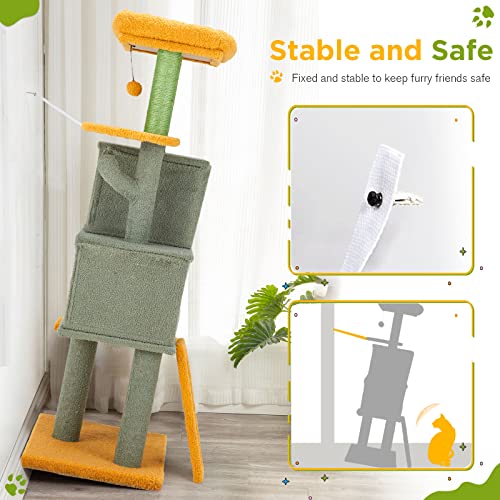 Green Multi-level Cat Tower with Scratching Post & Condo