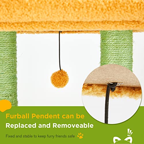 Green Multi-level Cat Tower with Scratching Post & Condo