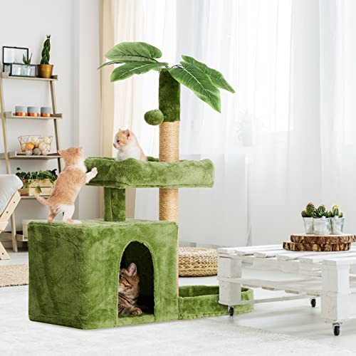 Green Leaf Design Cat Tower with Scratching Posts