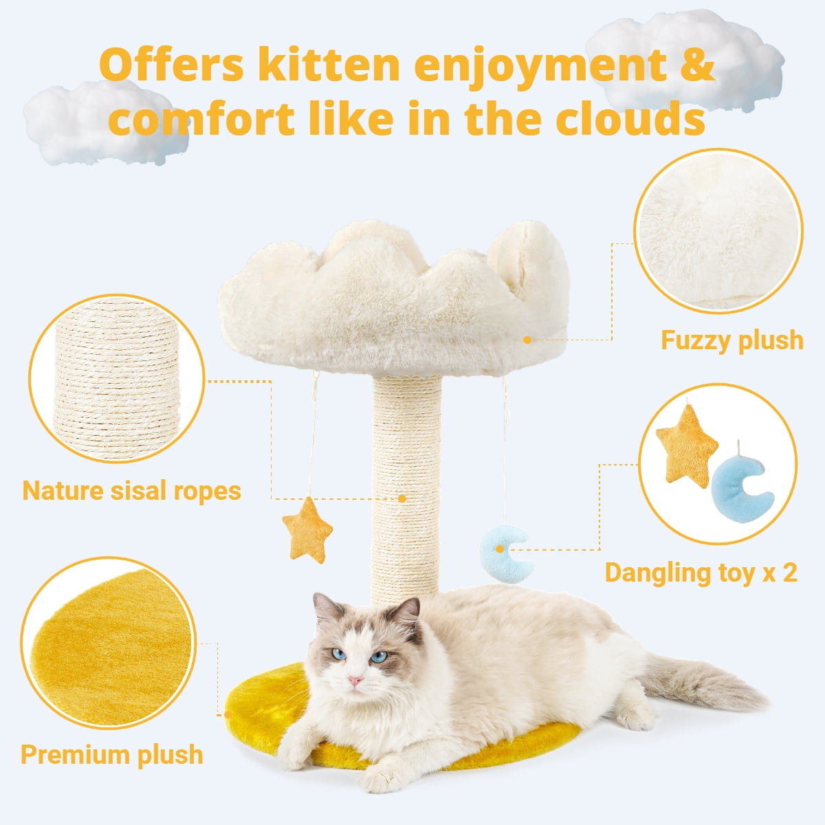 Cloud Cat Scratching Post with Bed & Toys