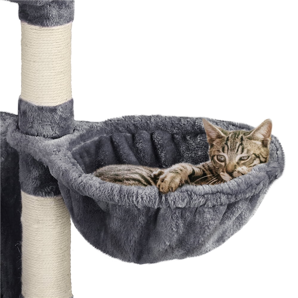 Dark Gray Cat Tree with Scratching Post & Perch
