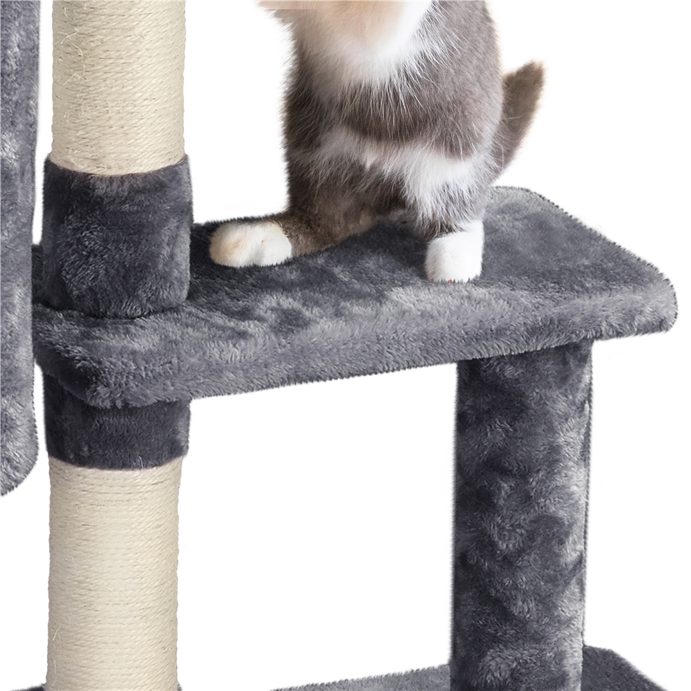 Dark Gray Cat Tree with Scratching Post & Perch