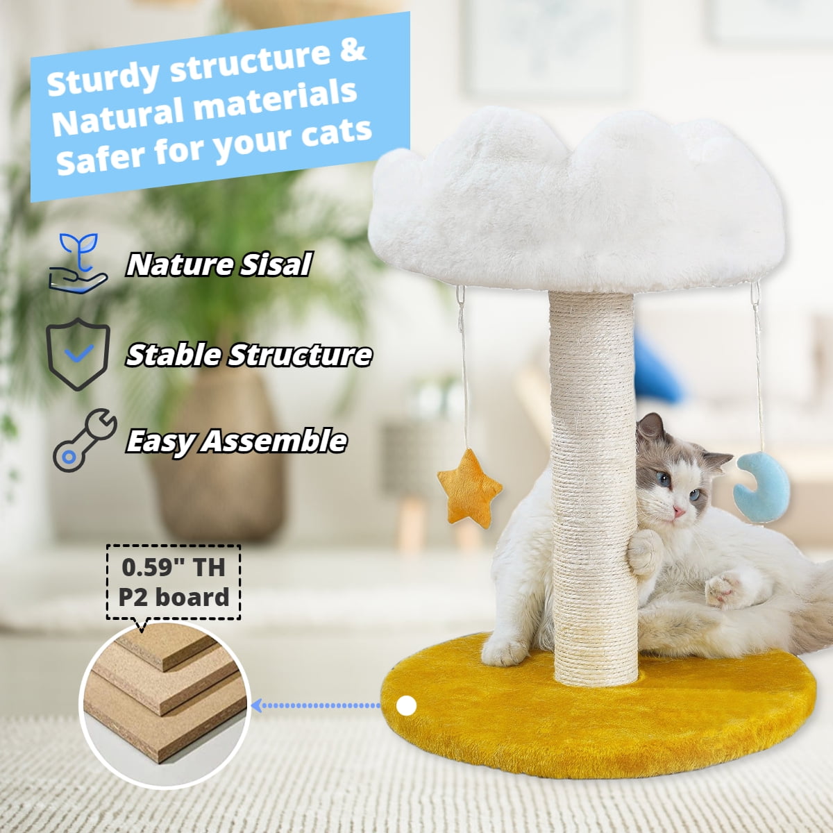 Cloud Cat Scratching Post with Bed & Toys