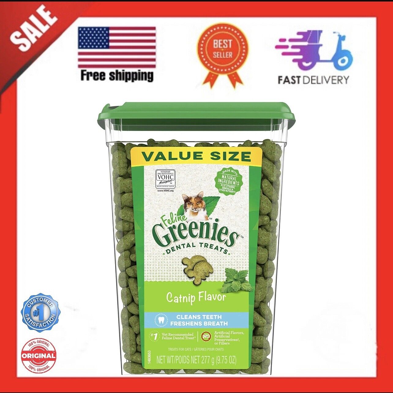 Feline Greenies catnip dental treats - 9.75oz