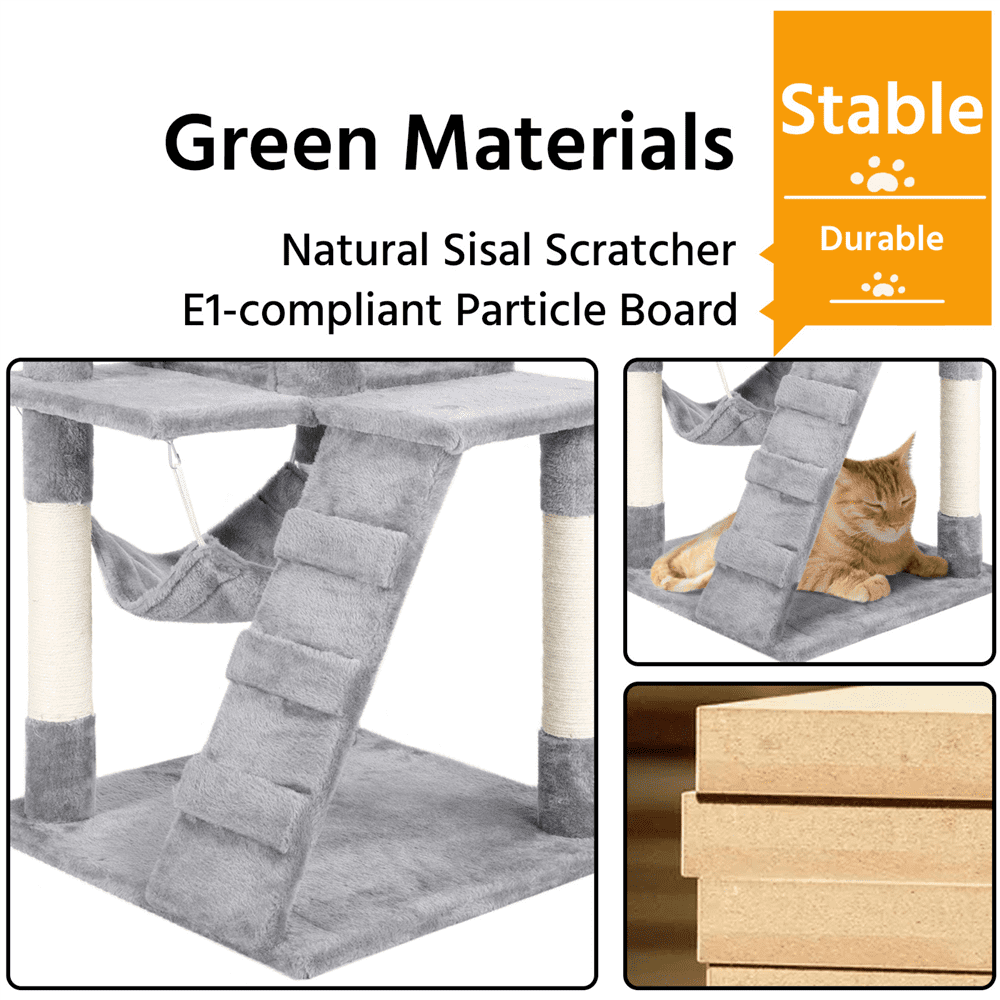 51'' Light Gray Cat Tree with Condo
