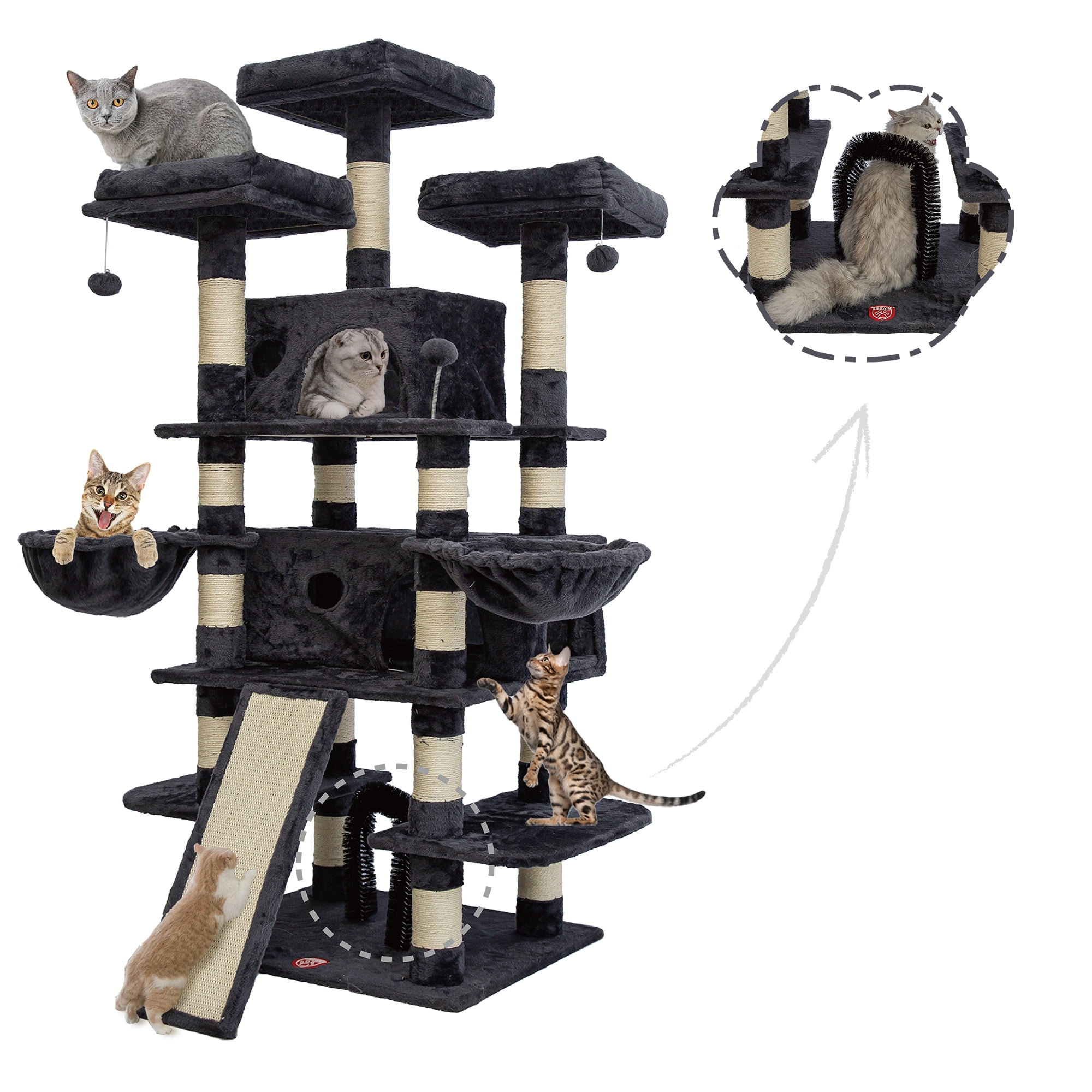 Multi-Level Cat Tree Tower with Scratching Posts & Hammocks