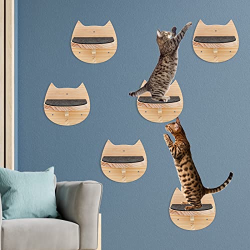 6-Piece Cat Wall Furniture Set with Scratching Mat