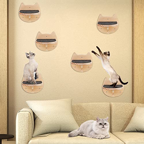 6-Piece Cat Wall Furniture Set with Scratching Mat