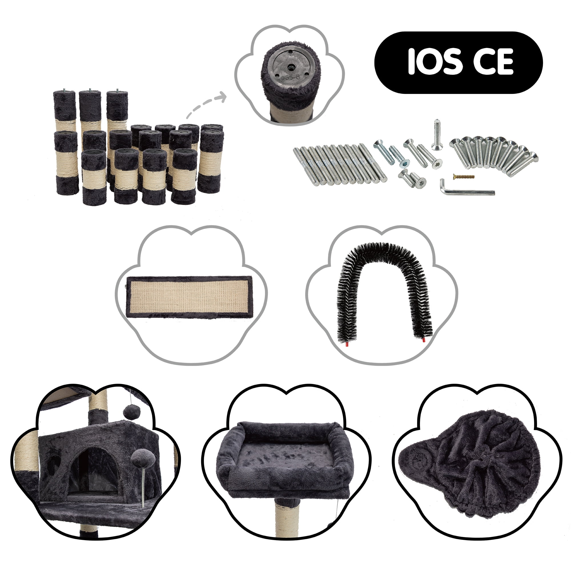 Multi-Level Cat Tree Tower with Scratching Posts & Hammocks