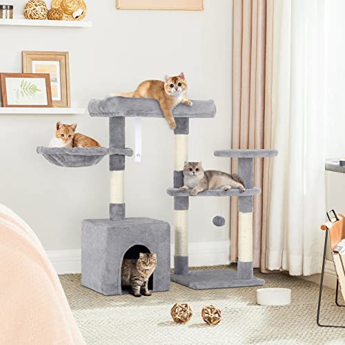Multi-Level Cat Tower with Scratching Posts & Toys