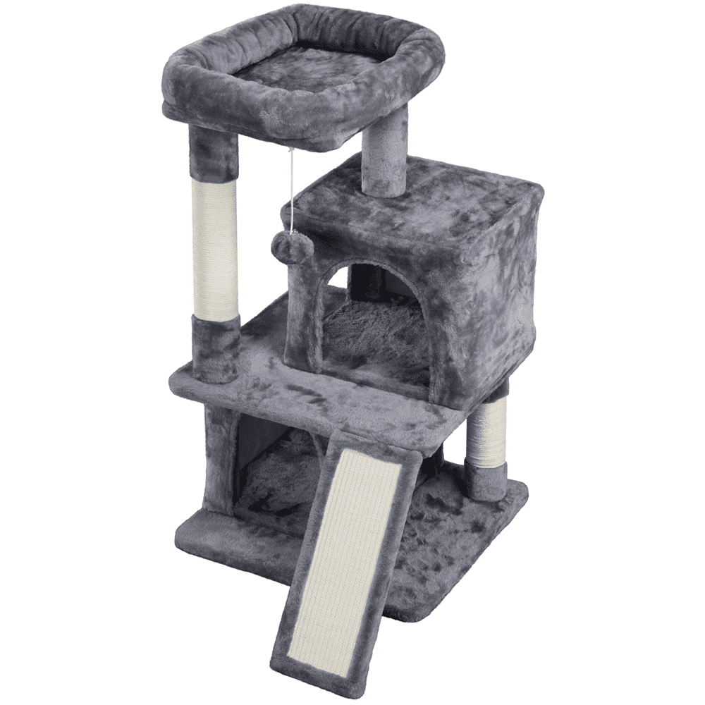 Multi-level Cat Tower with Double Condos & Scratching Posts