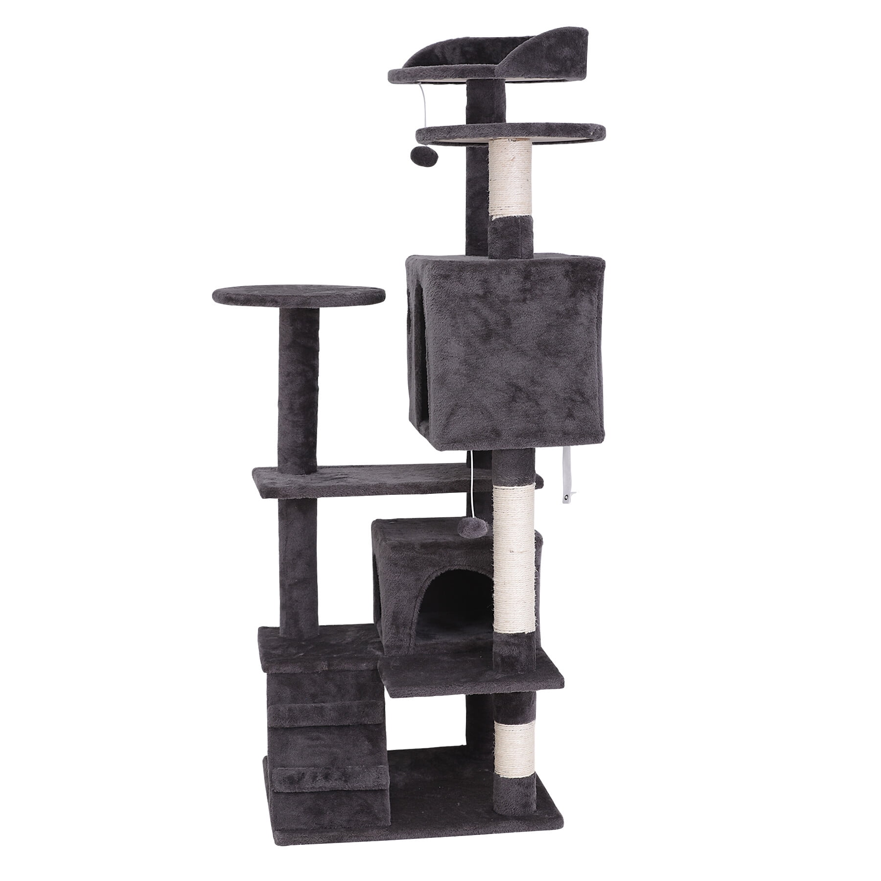 Dark Gray Cat Tree with Condo & Scratcher