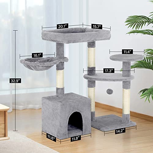 Multi-Level Cat Tower with Scratching Posts & Toys